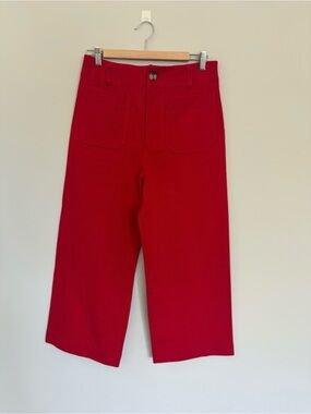 Maeve Colette Bright Red Wide-Leg Cropped Pants